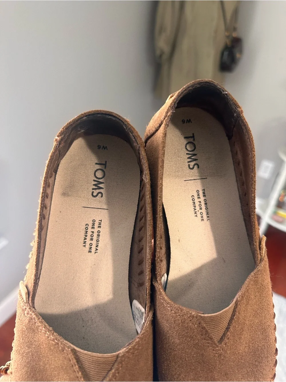 TOMS Brown Suede Comfy Cloud Step Slip-On Loafers in Chestnut Brown